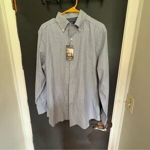 Cremieux Bond Street Collection Men’s Shirt- Large - NWT - Blue & White Striped